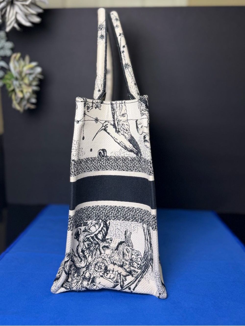 Authentic Dior Medium Book Tote Latte and Black Dior Zodiac Embroidery - Picture 4 of 11